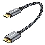 SUNGUY USB C a Micro B Cable, USB 3.0 0.3M 5Gbps Cable Disco Duro USB C compatible con Toshiba, HDD,Seagate, WD,Galaxy S5 Note 3,HDD etc.