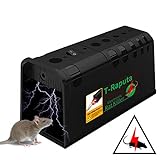 T-Raputa Trampa electrica Rata,Adecuado Interior y Exterior para capturar roedores como Ratones, topillos, Topos, Ardillas(Negro)