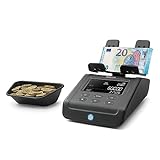 Safescan 6165 Màquina per comptar diners compte valor de monedes i bitllets - Comptadora de monedes amb reconeixement automàtic de rotllos - Balança per a comptatge ràpid i àgil del calaix portamonedes