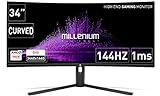 Millenium MD34PRO - Monitor Curvo Gaming de 34' QHD (3440x1440, 144 Hz, 1ms, VA, QLED, 350cd/m2, HDR400, 21:9, 2X HDMI, 2X Display Port) Negro