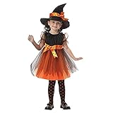 TMOYJPX Disfraz Halloween Niña Vampira 2-16 Años - Disfraces Vestido Niña Princesa y Sombrero de Bruja Ropa Costume Vestirse Fiesta (A, 2-3 años)