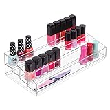 mDesign Organizador de maquillaje – Caja transparente con 4 compartimentos - Ideal para guardar maquillaje y cosméticos, como organizador de labiales, etc. – Plástico transparente