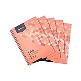Amazon Basics - Cuaderno de anillas, 160 hojas, tamaño A5, 70 gsm, 5 unidades