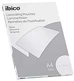 Ibico Basics Láminas para Plastificar Tamaño A4, Ligeras, Pack de 100, Acabado Brillante, Transparentes, 627308