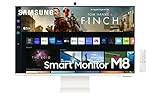 SAMSUNG Smart Monitor M8 (S32BM801) – Plano de 32', 3840 x 2160 (UHD 4K), Plataforma Smart TV, AirPlay, Mirroring, Office 365, Dex Inalámbrico, Altavoces Integrados, WiFi, USB Tipo C, Blanco