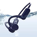 Auriculares de conducción ósea, Auriculares inalámbricos Bluetooth con micrófono, Impermeable IPX8 y Memoria 8G integrada, para natación subacuática, Correr, Ciclismo, conducción, Gimnasio (Azul)