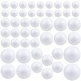 Pllieay 48 bolas de Bolas de espuma blanco de 6 tamaños, bolas de Bolas de espuma para manualidades, hogar, proyectos escolares, decoración de fiestas