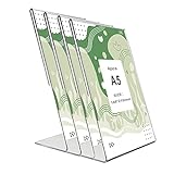 Rebanky 4 stykker A5 Transparent Methacrylate Display Stand A5 Akryl Poster Support A5 Methacrylate Bordplade Vippet Methacrylate Support til Plakat, Menu, Priser