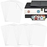 skytowards 40 Sheets White Vinyl Sticker Paper Holographic Sticker Paper Transparent Vinyl A4 Printable Vinyl Waterproof Sticker Paper for Laser Inkjet Printers (21*30cm)