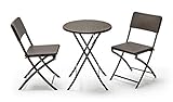 KG KitGarden - Conjunto Balcón/Terraza Plegable, 1 mesa redonda + 2 sillas, Marrón Imitación Ratán, Lux Balcon 60R