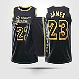 Jersey Men's, NBA Los Angeles Lakers # 23 Lebron James - Niño Uniformes De Baloncesto para Adultos Clásicos Camisetas Deportivas Sin Mangas Y Chaleco Cómodo Tops Set,XL(Child) 145~155CM
