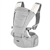 Chicco Hip Seat - Portabebés 3 en 1: marsupio + base + mochila, hasta los 15 kg, posición delantera, cadera o trasera, color gris vaquero (Titanium)