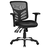 Ергономічний офісний стілець SONGMICS, настільний стілець, регульовані підлокітники, поперекова підставка, регульована висота спинки, нахил спинки та фіксатор положення, чорний OBN52BK