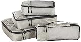 Amazon Basics - Sacs à fermeture éclair pour bagages petits, moyens, grands et allongés, lot de 4, gris