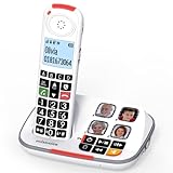 Swissvoice 2355,Teléfono inalámbrico con botón grande para personas mayores con máquina de respuesta, teléfonos compatibles con audífonos,Teléfono con números inalámbricos
