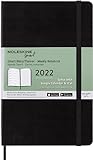 Moleskine - Professional Smart Diary, Electronic Notebook for 2022, Diary ea Likhoeli tse 12 ea Beke, Sekoahelo se thata, Boholo bo boholo 13 x 21 cm, Maqephe a 176, Mmala o Motšo