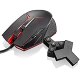 Lenovo - Ratón Gaming con 8 botones programables (USB, 8200 DPI, mano derecha, juego, PC, ordenador portátil, laser) color negro y rojo