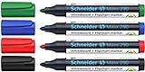 Schneider - Marcador para pizarra y rotafolio (4 unidades), colores surtidos