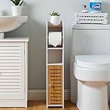 AOJEZOR Freestanding Toilet Paper Holder, Toilet Paper Storage, Mandi Rak, Toilet Cabinet pikeun Leutik Spasi