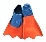 Flipper SwimSafe 1112 - Aletas de natación Ducki Fins para niños en azul/naranja, talla 24 - 26, patas de pato de caucho natural, como ayuda a la natación