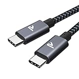 RAMPOW Cable USB C a USB C [20V/3A 60W] Cable Tipo C a Tipo C con Power Delivery 3.0 para Samsung Galaxy S10 / S9 / S8 / Note 10 / Note 9 / Note 8, Xiaomi Mi 9 / Mi 8 / Mi A2, 1M, Gris