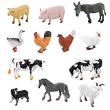 cobee Figuras de Animales de Granja, 12 Piezas Figuras de Animales realistas Modelo de Animales de Granero Juego Educativo de Aprendizaje Juego de decoración para Pasteles Favores de Fiesta