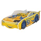 iGLOBAL Dinoco Epilogue Cruz Cars 3 Lightning McQueen Lit Enfant Design Voiture de Course avec Sommier à Lattes et Matelas Meuble Enfant 160 x 80 cm