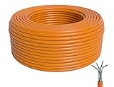 BIGtec Cable de red CAT 7, cable LAN, 40 m, CAT7, PiMF, sin halógenos, certificado GHMT BauPVO Eca POE, color naranja