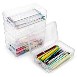TOLIDA 5 stykker blyantbeholder - gennemsigtigt plastik akvarelmaleri pennetui Skoleartikler Opbevaringsboks med kliklåg til blyanter viskelædere