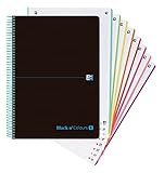 Oxford Cuaderno A4 Cuadriculado 5x5, Tapas de Plástico, 8 Bandas de Color, Hojas Microperforadas, Color Negro