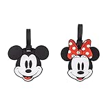 Disney Juego de 2 etiquetas de equipaje de Mickey y Minnie Mouse rojo y negro