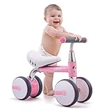 Bicicleta de Equilibrio para niños de 1 a 3 años, 4 Ruedas Bicicleta de Entrenamiento para bebés sin Pedal, Regalos de cumpleaños para niños y niñas (Rosado)