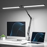 CHICLEW 24W skrivebordslampe, dobbelthoved Flexo LED-bordslampe, 3 farvetilstande læselampe, øjenbeskyttelse Dæmpbar arkitektbordslampe til kontorlæsestudie