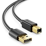 deleyCON 0,5m USB 2.0 डेटा केबल प्रिंटर केबल स्कैनर केबल - प्रिंटर स्कैनर के लिए USB A मेल से USB B कनेक्टर - काला