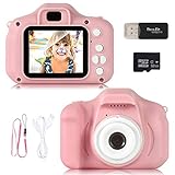 ZStarlite digitale camera voor kinderen, 1080P 2.0'HD selfie-videocamera voor kinderen, ideale geschenken voor 3-10 jaar oude jongensmeisjes, met 32GB TF-kaart, kaartlezer (roze)