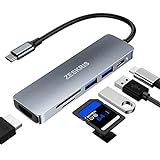 Hub USB C, ZESKRIS 6 en 1 MackBook USB multipuerto Adaptador con 2 USB3.0 SD/Micro SD Lector de Tarjetas 4K HDMI 100W PD para Macbook Air/Pro y Otros