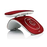 LEELLY Teléfono doméstico inalámbrico Teléfono Fijo Teléfono inalámbrico Bluetooth Retro, con Bloqueador de Llamadas molestas al 100 por ciento y Pantalla LCD, hasta 3 Auriculares (Color : Red)