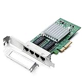 H!Fiber.com Tarjeta de Red Gigabit PCIE para Intel Intel I350-T4 - Chip I350, con Puertos Quad RJ45, Tarjeta LAN Ethernet PCI Express de 1 Gbit para Windows Server, Win7, 8, 10, XP y Linux