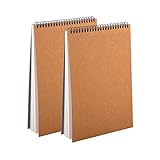 Aunphuw A4 Sketchbook 2Pcs Drawing Pad, 120gsm White Spiral Bound Sketchpad with Durable Acid-Free Cardboard for Kids Adults Artists, 60 Pages