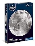 Clementoni - Puzzle NASA redondo 500 piezas, Round Space Colección - Luna - Puzzle adulto del espacio (35108)