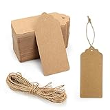 100 etiquetas de regalo de papel kraft con cuerda de 10 m, etiquetas colgantes de papel kraft, etiquetas vintage para colgar