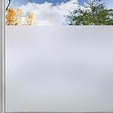 rabbitgoo 隱私網格窗戶乙烯基，磨砂半透明玻璃乙烯基粘合劑加上間隔網格隱私保護器陽光裝飾貼紙抗紫外線 44.5x200cm