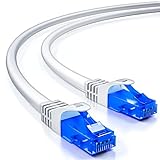 deleyCON 30m Cat.6 Ethernet Gigabit LAN Cable de Red RJ45 CAT6 Cable de Conexión U/UTP Compatible con Cat.5 Cat.5e Cat.6a Cat.7 - Blanco
