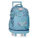 Movom Wild Flowers Compact Backpack 2 Wheels Blue 32x43x21 cms Polyester 28,9L