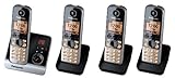 Panasonic KX-TG6724GB Quattro - Teléfono inalámbrico (pantalla de 1,8', tecla de función, manos libres, incluye 3 terminales adicionales), negro [Importado de Alemania] [versión importada]