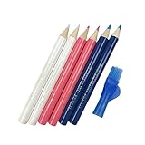 ເຄື່ອງຫຍິບສໍາລັບເຄື່ອງຫັດຖະກໍາ Sewing Marker Pen Water Soluble Pencil Chalk Sewing Markers for Sewing Machines, Set for Measure, Marking, Sewing, 6 Pieces (ສີຂາວ, ສີບົວແລະສີຟ້າ)