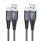SIZUKA Cable Micro USB [2Pack 2M], Carga Rápida Android Cable Android Nylon Movil Cables Cargador Compatible con Samsung S7/S6/S5/J7, Sony, Xiaomi,Huawei, HTC, Motorola, Nexus, LG, PS4, Kindle