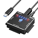 FIDECO USB 3.0 a IDE y SATA Adaptador, Lector de Disco Duro, Convertidor IDE/SATA para 2,5'' y 3,5'' IDE y SATA HDD/SSD, CD-ROM, CD-RW, DVD-RW, Apoya Clonación sin Conexión