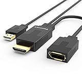 FOINNEX Adaptador HDMI a DisplayPort, Conversor HDMI a DisplayPort 4K@60Hz, Activo Convertidor de HDMI Macho a DP Hembra con Audio, Adaptador de Cable para Xbox One, 360, NS, Mac Mini, PC a Monitor