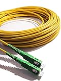 Elfcam - Cable Fibra Óptica SC / APC a SC / APC Monomodo Simplex, Compatible con Orange, Movistar, Vodafone y Jazztel, 20M